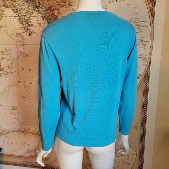 Bobby Phan silk teal lightweight long sleeve sweater martinis festive party XL - Picture 2 of 10